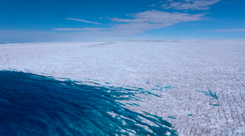 Supraglacial lake on the
                    Greenland ice Sheet